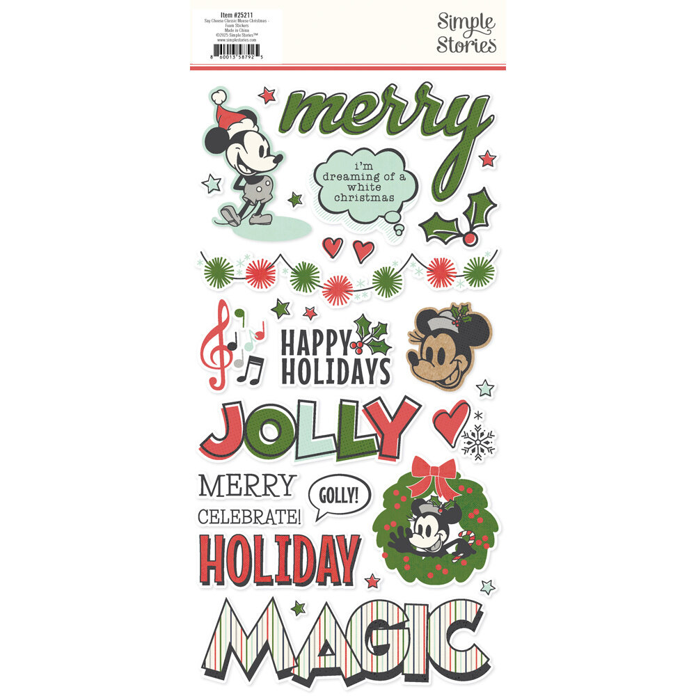 Simple Stories Say Cheese Classic Mouse Christmas Foam Stickers (25211) (OUTLET)