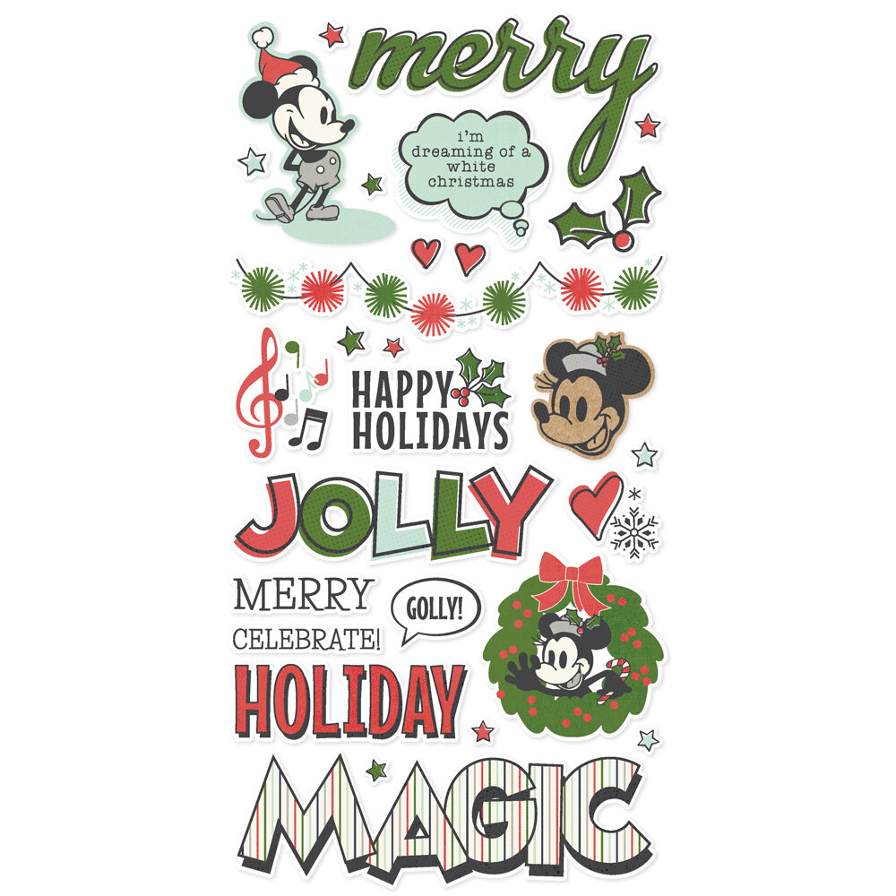 Simple Stories Say Cheese Classic Mouse Christmas Foam Stickers (25211) (OUTLET)