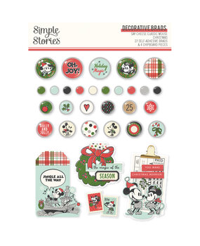 Simple Stories Say Cheese Classic Mouse Christmas Decorative Brads (25212) (OUTLET)