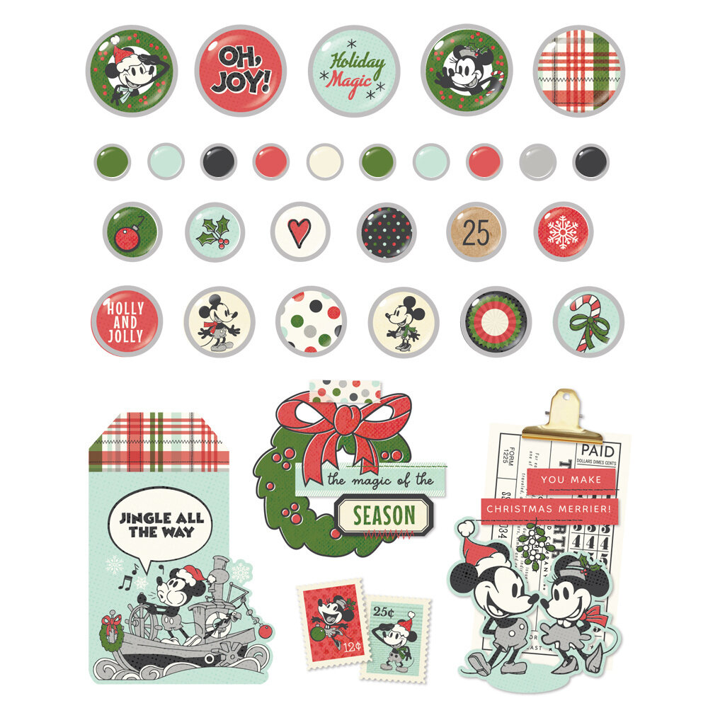 Simple Stories Say Cheese Classic Mouse Christmas Decorative Brads (25212) (OUTLET)