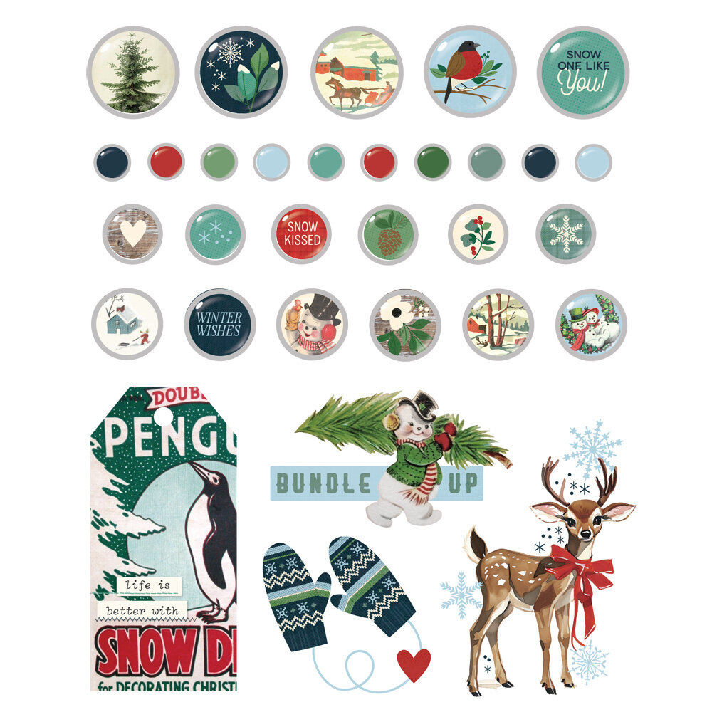 Simple Stories Simple Vintage Flannel Season Decorative Brads (25324) (OUTLET)