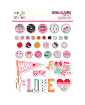 Simple Stories Heart Eyes Decorative Brads (SIS19422) (OUTLET)