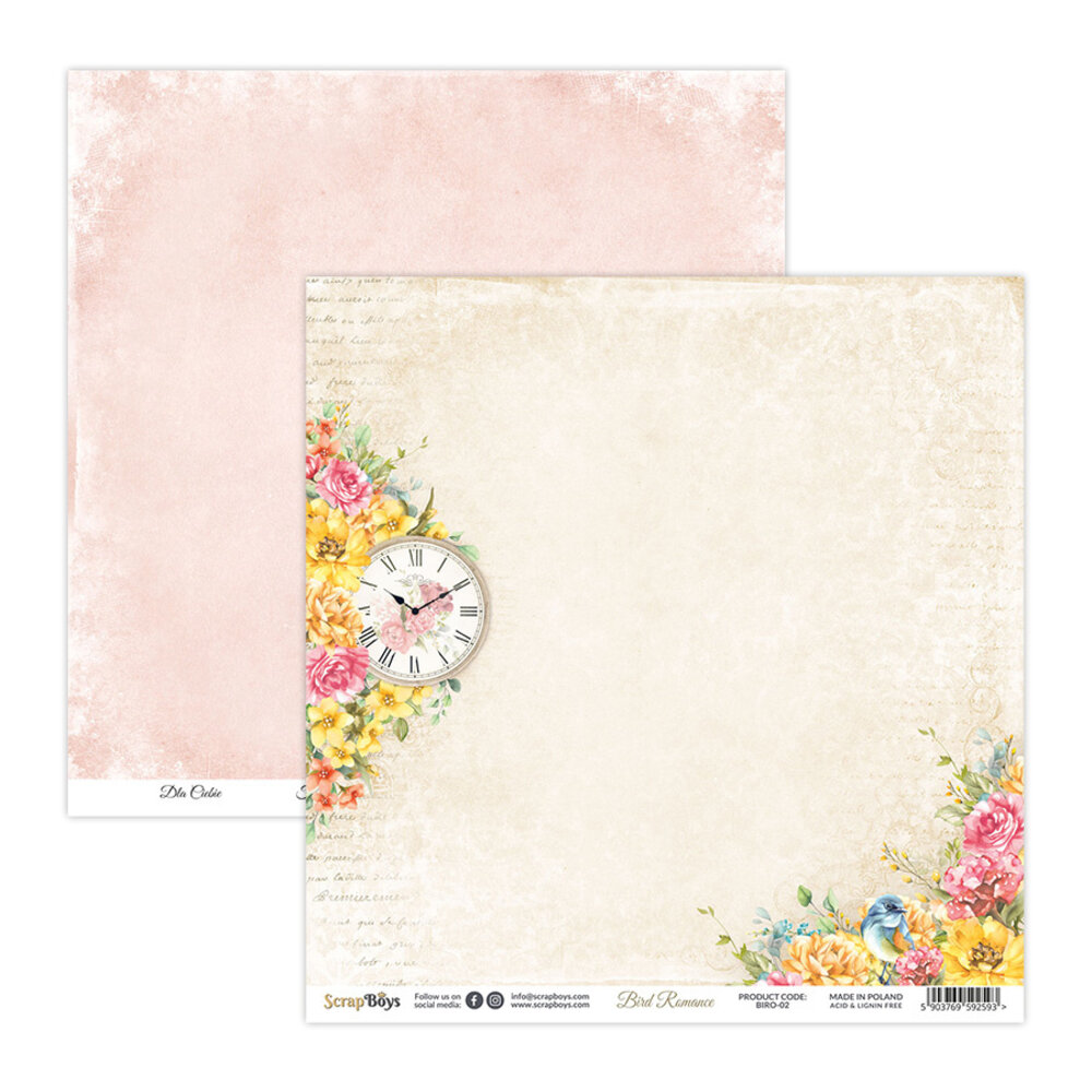 ScrapBoys Bird Romance 12x12 Inch Paper Pack (BIRO-08) (OUTLET)
