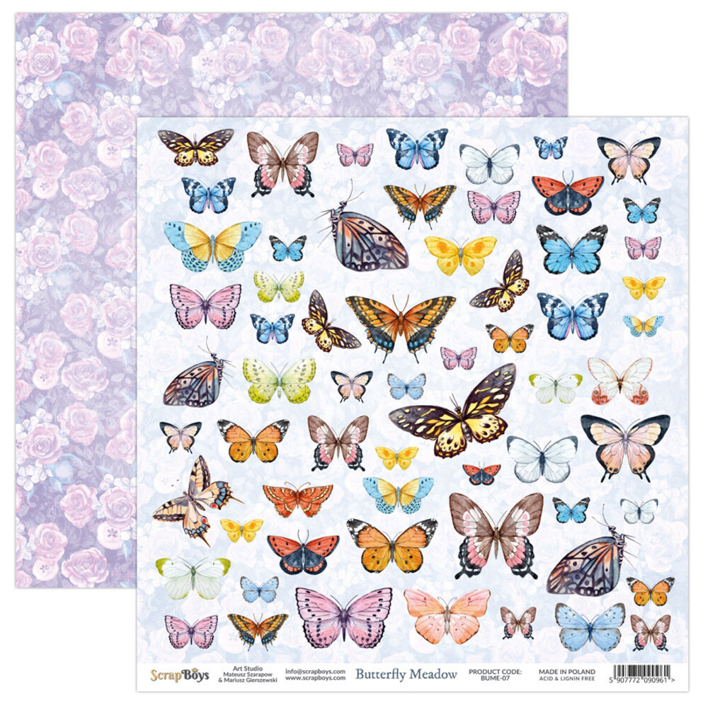 ScrapBoys Butterfly Meadow 12x12 Inch Paper Pack (BUME-08) (OUTLET)
