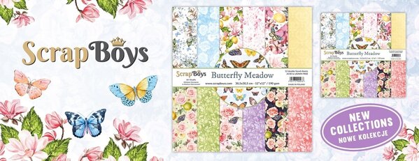 ScrapBoys Butterfly Meadow 12x12 Inch Paper Pack (BUME-08) (OUTLET)