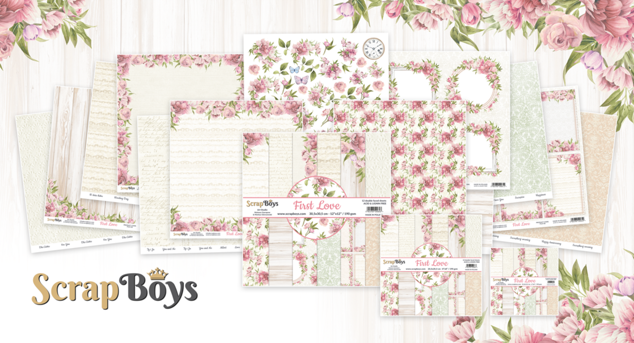 ScrapBoys First Love 8x8 Inch Paper Pad (FILO-10) (OUTLET)