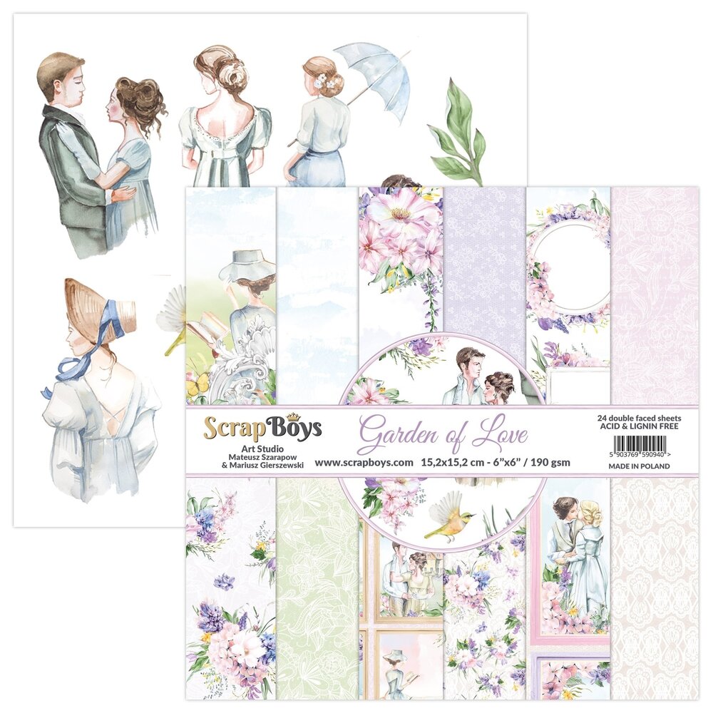 ScrapBoys Garden Of Love 6x6 Inch Paper Pad (GALO-09) (OUTLET)