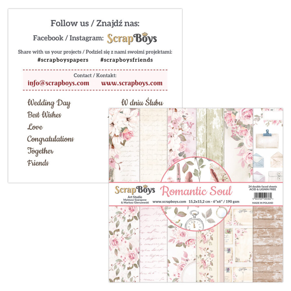 ScrapBoys Romantic Soul 6x6 Inch Paper Pad (ROSO-09) (OUTLET)