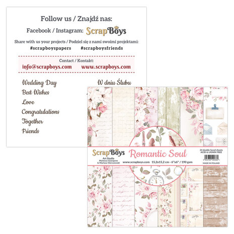 ScrapBoys Romantic Soul 6x6 Inch Paper Pad (ROSO-09) (OUTLET)