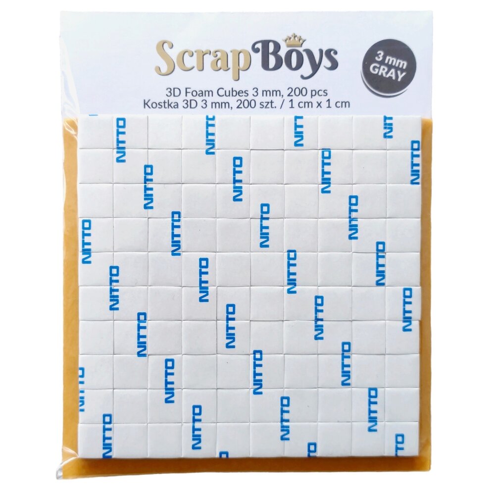 ScrapBoys 3D Foam 3mm Cubes 1x1cm - Gray (200pcs) (SB-06) (OUTLET)