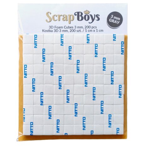 ScrapBoys 3D Foam 3mm Cubes 1x1cm - Gray (200pcs) (SB-06) (OUTLET)