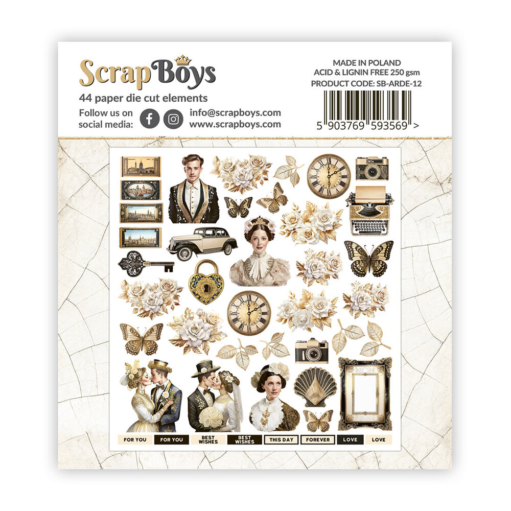 ScrapBoys Art Decoria Double Sided Die Cut Elements (44pcs) (SB-ARDE-12) (OUTLET)
