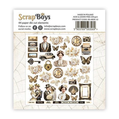 ScrapBoys Art Decoria Double Sided Die Cut Elements (44pcs) (SB-ARDE-12) (OUTLET)