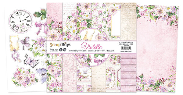 ScrapBoys Violetta 6x6 Inch Paper Pad (VIOL-09) (OUTLET)