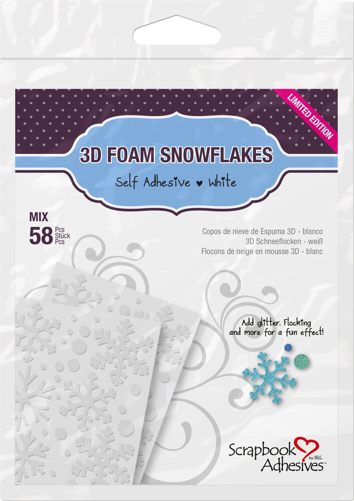 Scrapbook Adhesives 3D Foam Snowflakes (58pcs) (01216) (OUTLET)