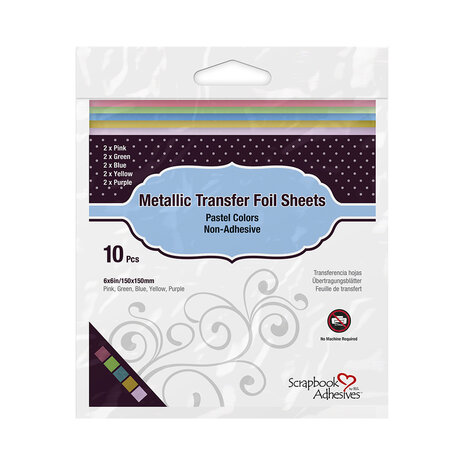 Scrapbook Adhesives Metallic Transfer Foil Sheets 6x6 Inch Pastel Colors (10pcs) (01418-10) (OUTLET)