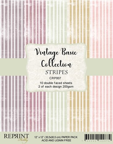 Reprint Stripes Basic 12x12 Inch Paper Pack (CRP007) (OUTLET) Reprint Stripes Basic 12x12 Inch Paper Pack (CRP007) (OUTLET)