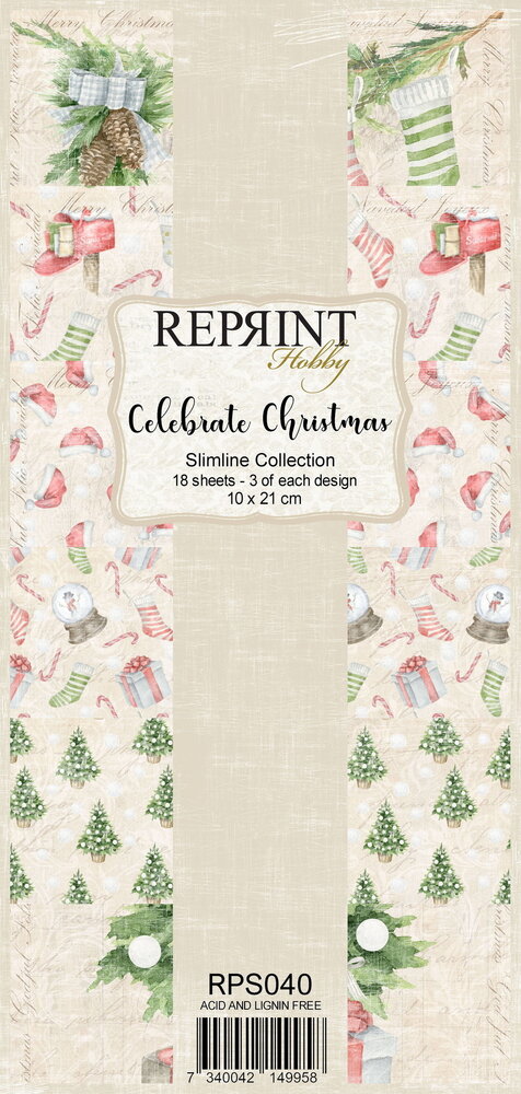 Reprint Celebrate Christmas Slimline Paper Pack (RPS040) (OUTLET)