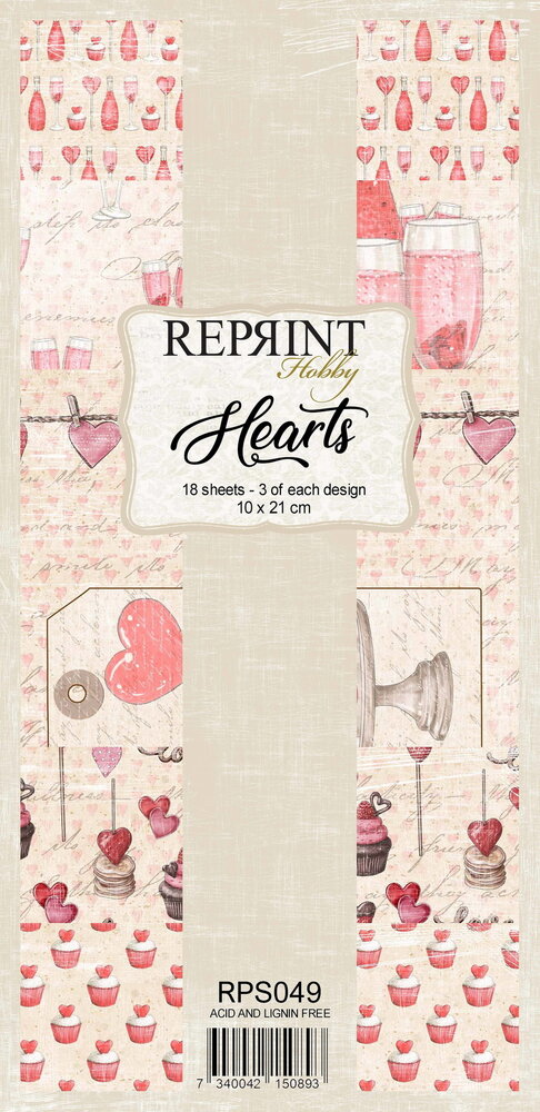 Reprint Hearts Slimline Paper Pack (RPS049) (OUTLET)