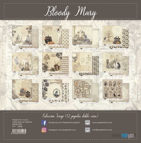Papers For You Bloody Mary Scrap Paper Pack (12pcs) (PFY-12548) (OUTLET)