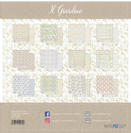 Papers For You Il Giardino Scrap Paper Pack (12pcs) (PFY-1279) (OUTLET)