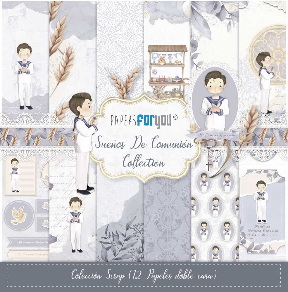 Papers For You Sueños De Comunión Niño Moreno Scrap Paper Pack (12pcs) (PFY-13425) (OUTLET)