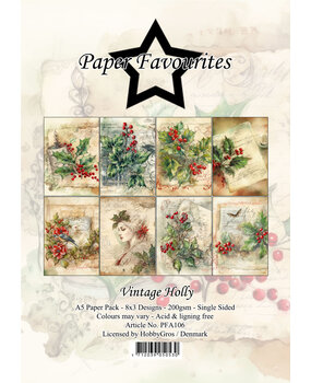 Paper Favourites Vintage Holly A5 Paper Pack (PFA106) (OUTLET)