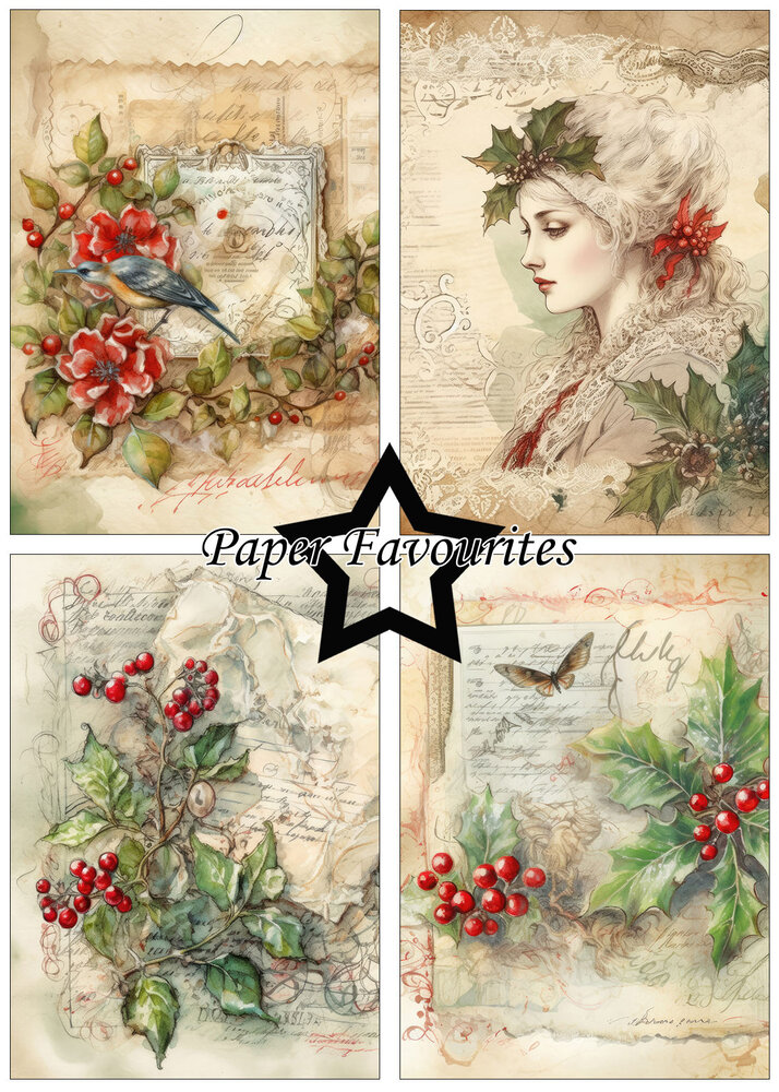 Paper Favourites Vintage Holly A5 Paper Pack (PFA106) (OUTLET)