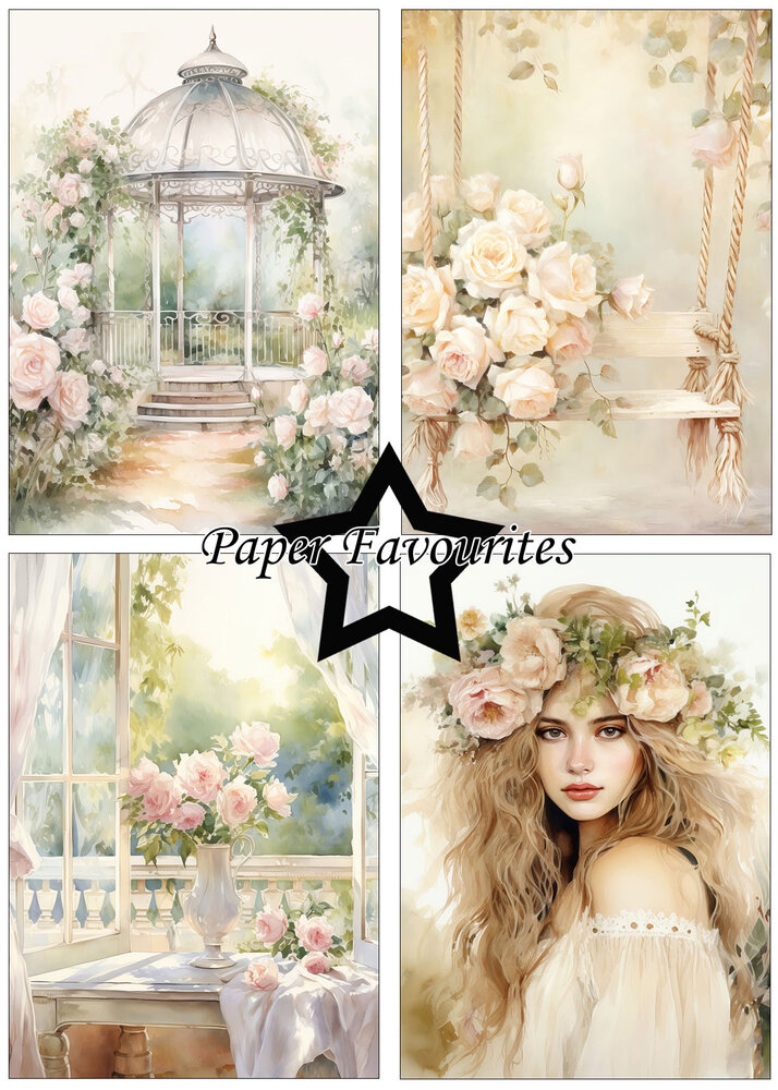 Paper Favourites Shabby Chic Roses A5 Paper Pack (PFA118) (OUTLET)