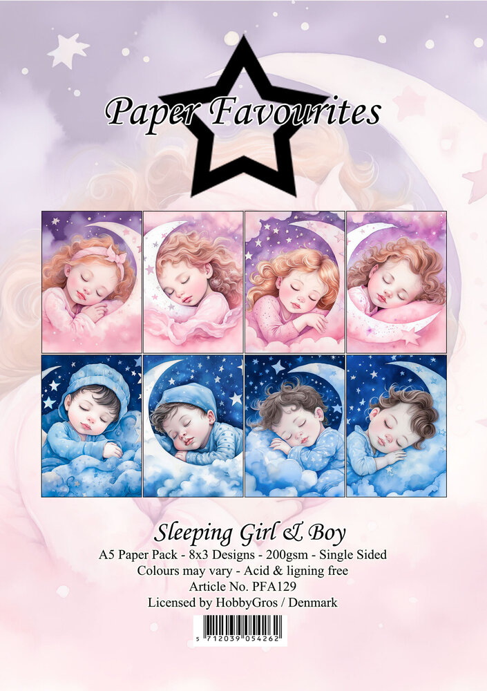 Paper Favourites Sleeping Girl & Boy A5 Paper Pack (PFA129) (OUTLET)