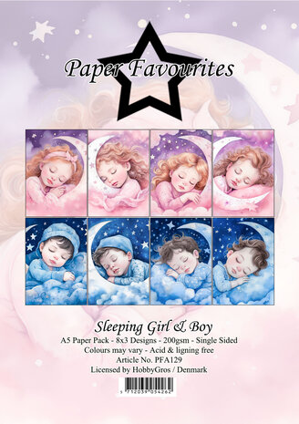 Paper Favourites Sleeping Girl & Boy A5 Paper Pack (PFA129) (OUTLET)