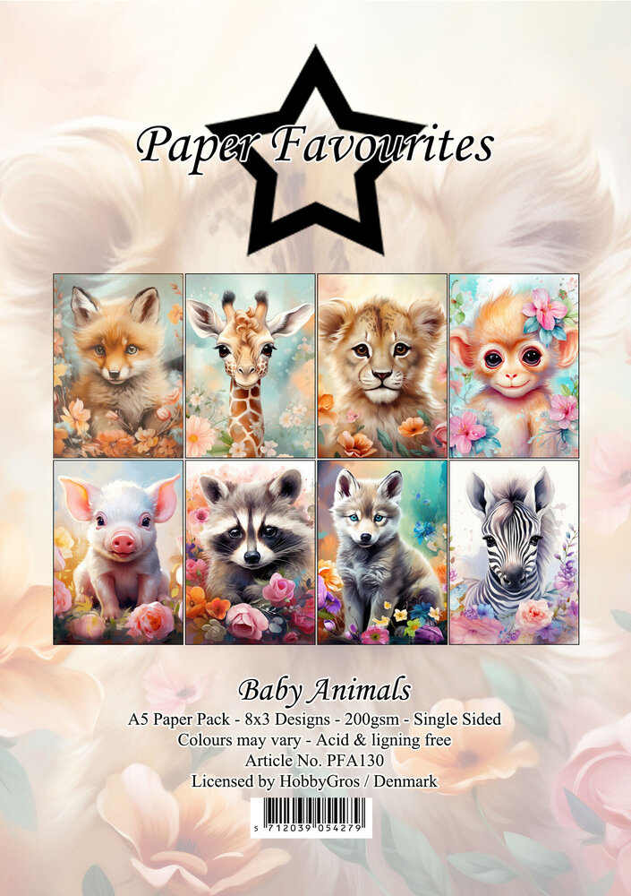 Paper Favourites Baby Animals A5 Paper Pack (PFA130) (OUTLET)