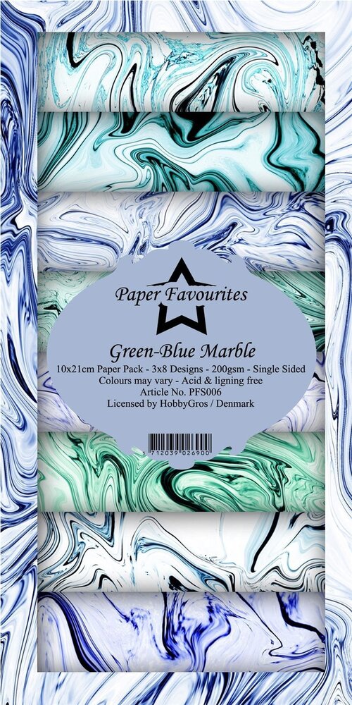 Paper Favourites Green-Blue Marble Slim Paper Pack (PFS006) (OUTLET)