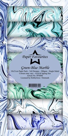 Paper Favourites Green-Blue Marble Slim Paper Pack (PFS006) (OUTLET)