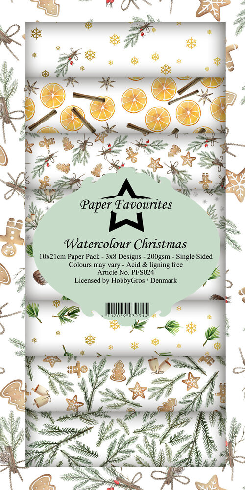 Paper Favourites Watercolour Christmas Slim Paper Pack (PFS024) (OUTLET)