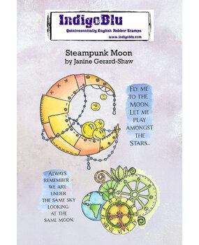 IndigoBlu Steampunk Moon A6 Rubber Stamps (IND0883) (OUTLET)
