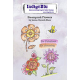 IndigoBlu Steampunk Flowers A6 Rubber Stamps (IND0885) (OUTLET)
