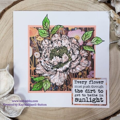 IndigoBlu Large Peony A6 Rubber Stamps (IND1273) (OUTLET)