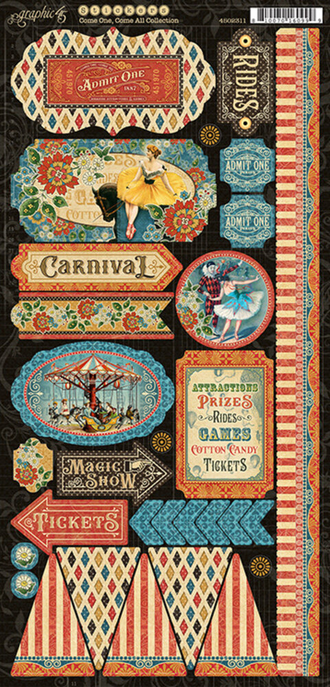 Graphic 45 Come One, Come All! Stickers (4502311) (OUTLET)