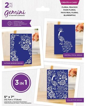 Gemini 3-in-1 Floral Peacock Create-a-Card Dies (GEM-MD-CAD-FLPE) (OUTLET) Gemini 3-in-1 Floral Peacock Create-a-Card Dies (GEM-MD-CAD-FLPE) (OUTLET)