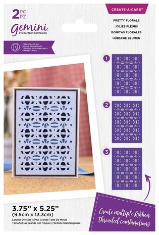 Gemini Ribbon Threading Pretty Florals Create-a-Card Dies (GEM-MD-CAD-PREF) (OUTLET)