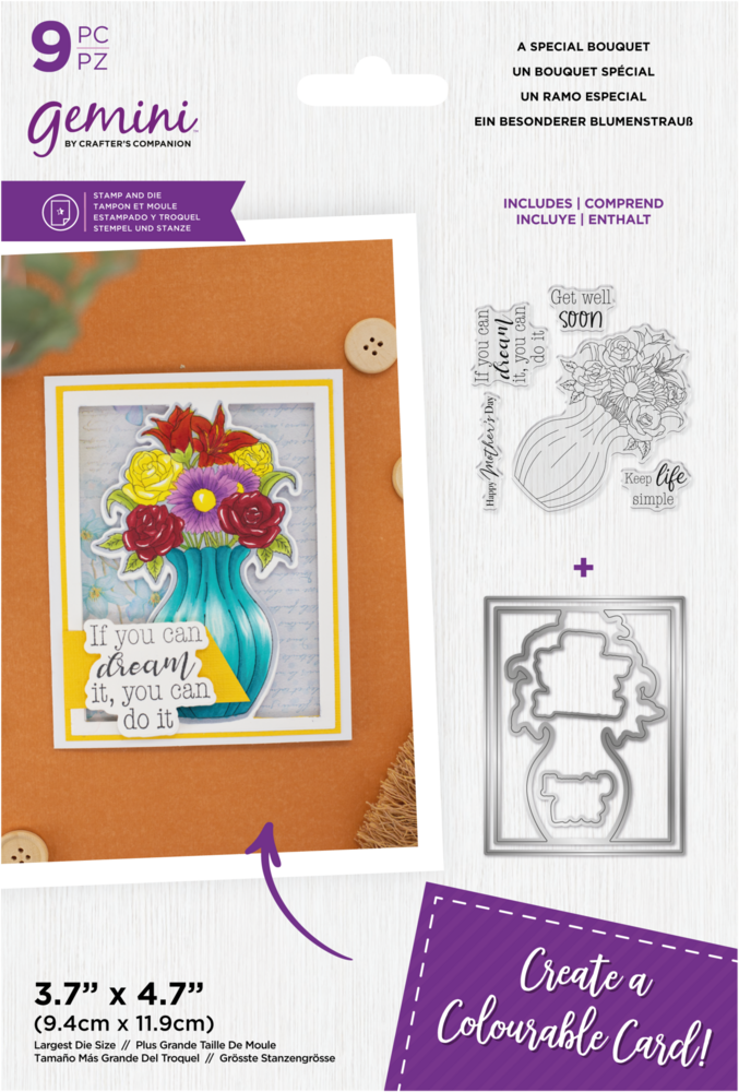 Gemini Colourable Create-a-Card Stamp & Die A Special Bouquet (GEM-STD-ASBO) (OUTLET)