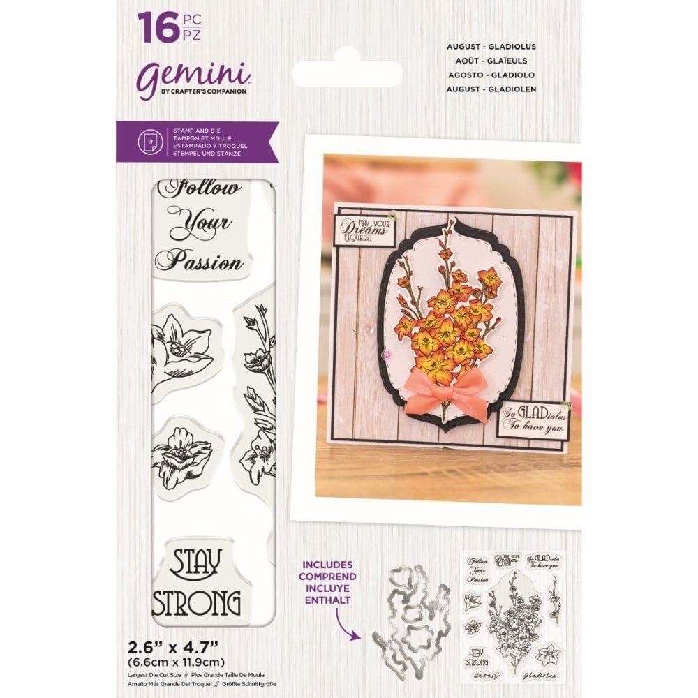 Gemini August Gladiolus Stamp & Die (GEM-STD-AUGGLAD) (OUTLET)