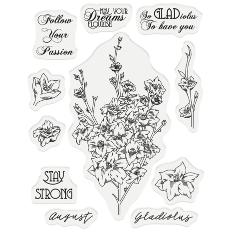 Gemini August Gladiolus Stamp & Die (GEM-STD-AUGGLAD) (OUTLET)