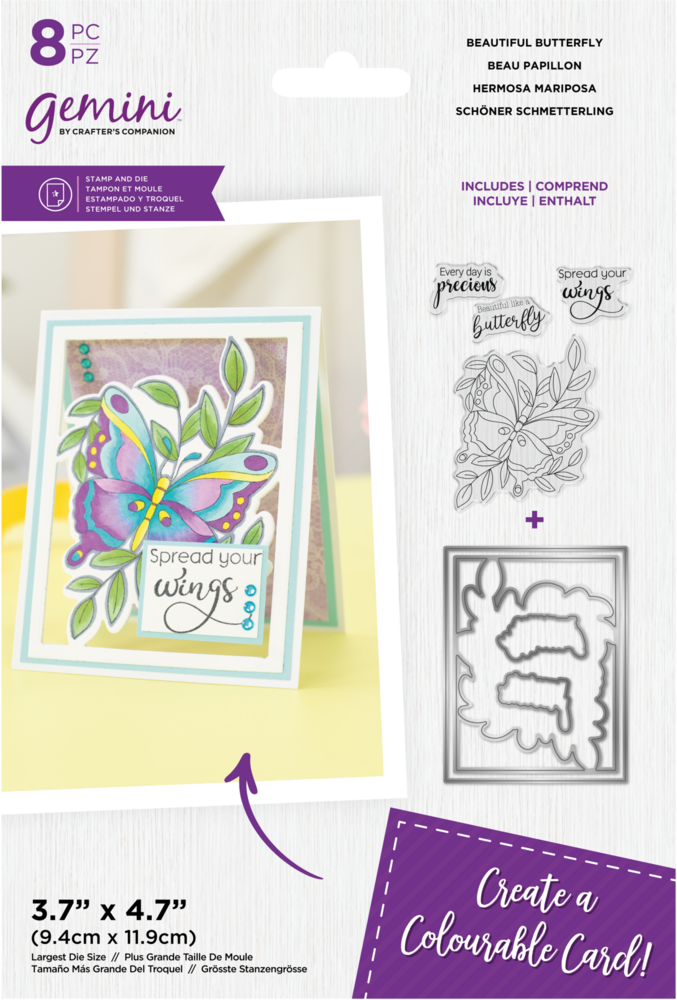 Gemini Colourable Create-a-Card Stamp & Die Beautiful Butterfly (GEM-STD-BEBUT) (OUTLET)