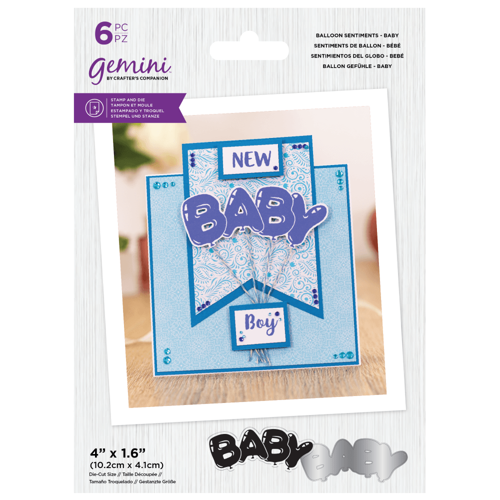 Gemini Balloon Sentiments Baby Stamp & Die (GEM-STD-BSBA) (OUTLET)