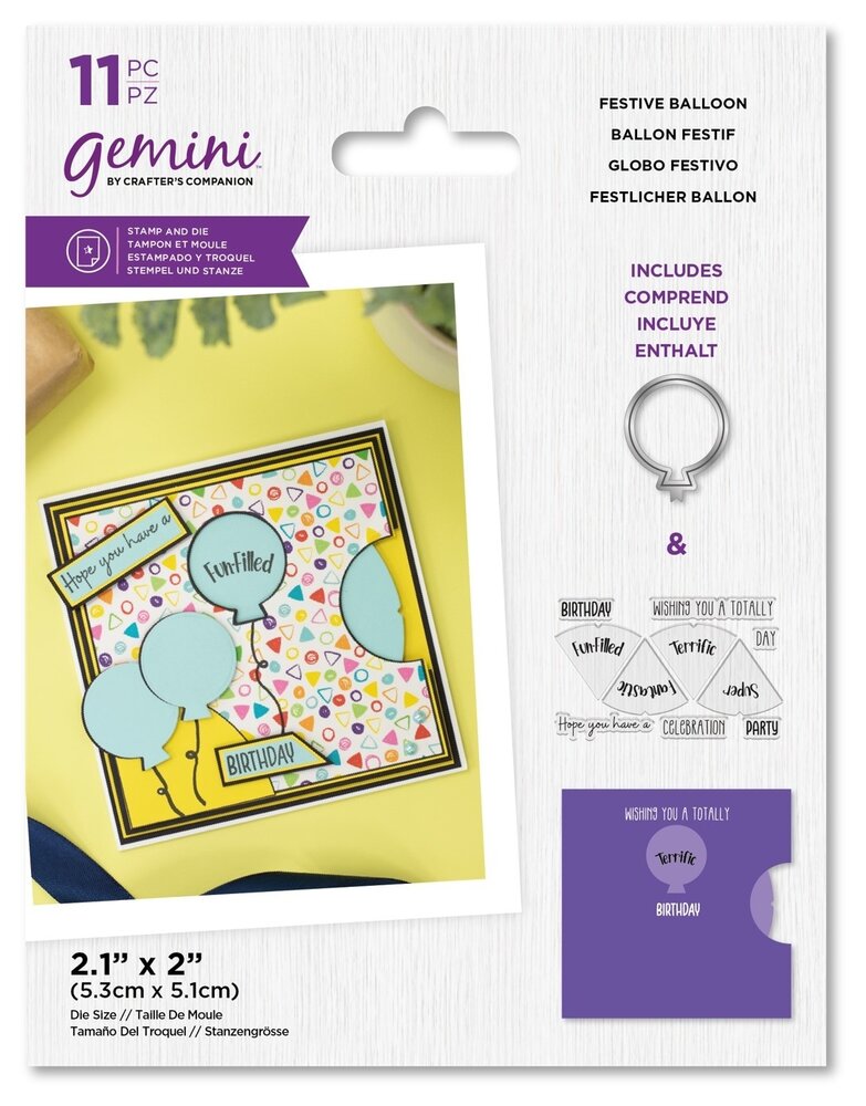 Gemini Reveal Wheel Festive Balloon Stamp & Die (GEM-STD-FBAL) (OUTLET)