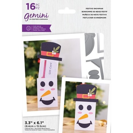 Gemini Festive Snowman Stamp/Die/Template (GEM-STD-FESS) (OUTLET)