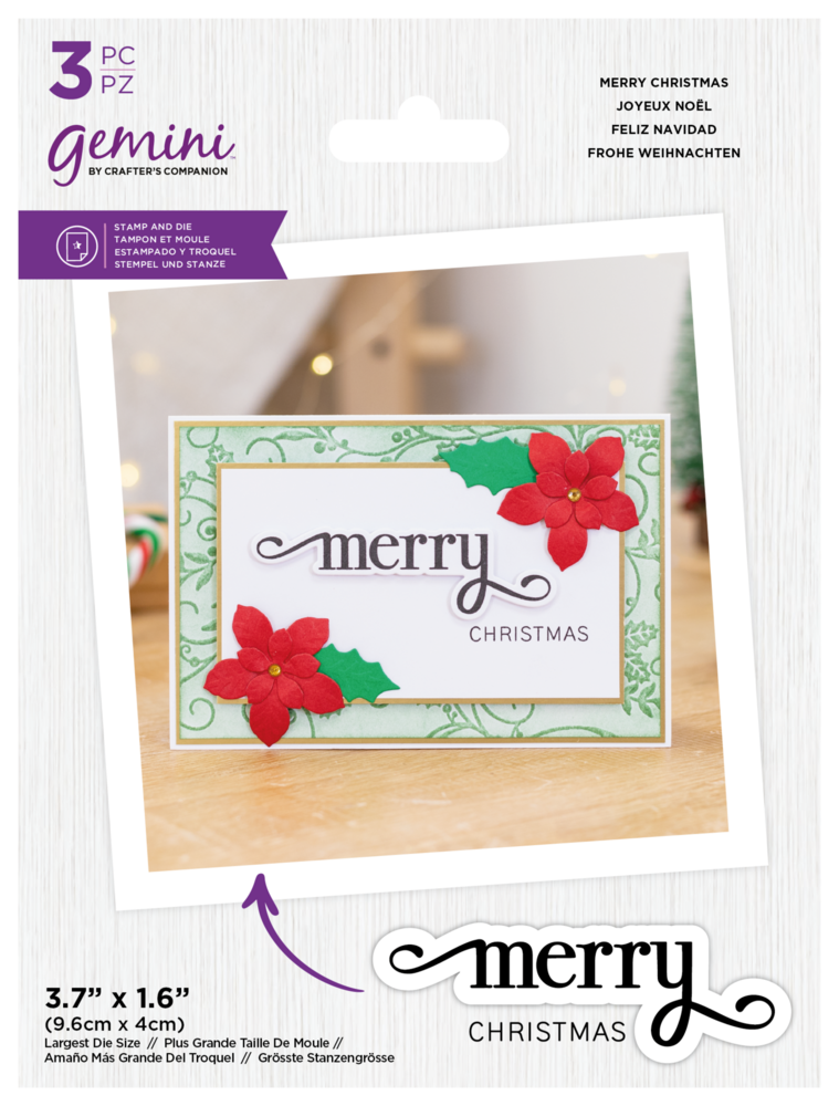 Gemini Fancy Sentiments Stamp & Die Merry Christmas (GEM-STD-FS-MECH) (OUTLET)