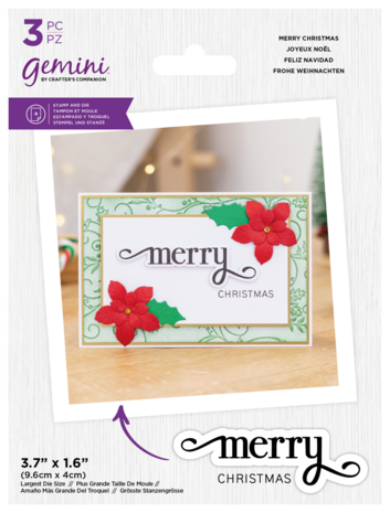 Gemini Fancy Sentiments Stamp & Die Merry Christmas (GEM-STD-FS-MECH) (OUTLET)